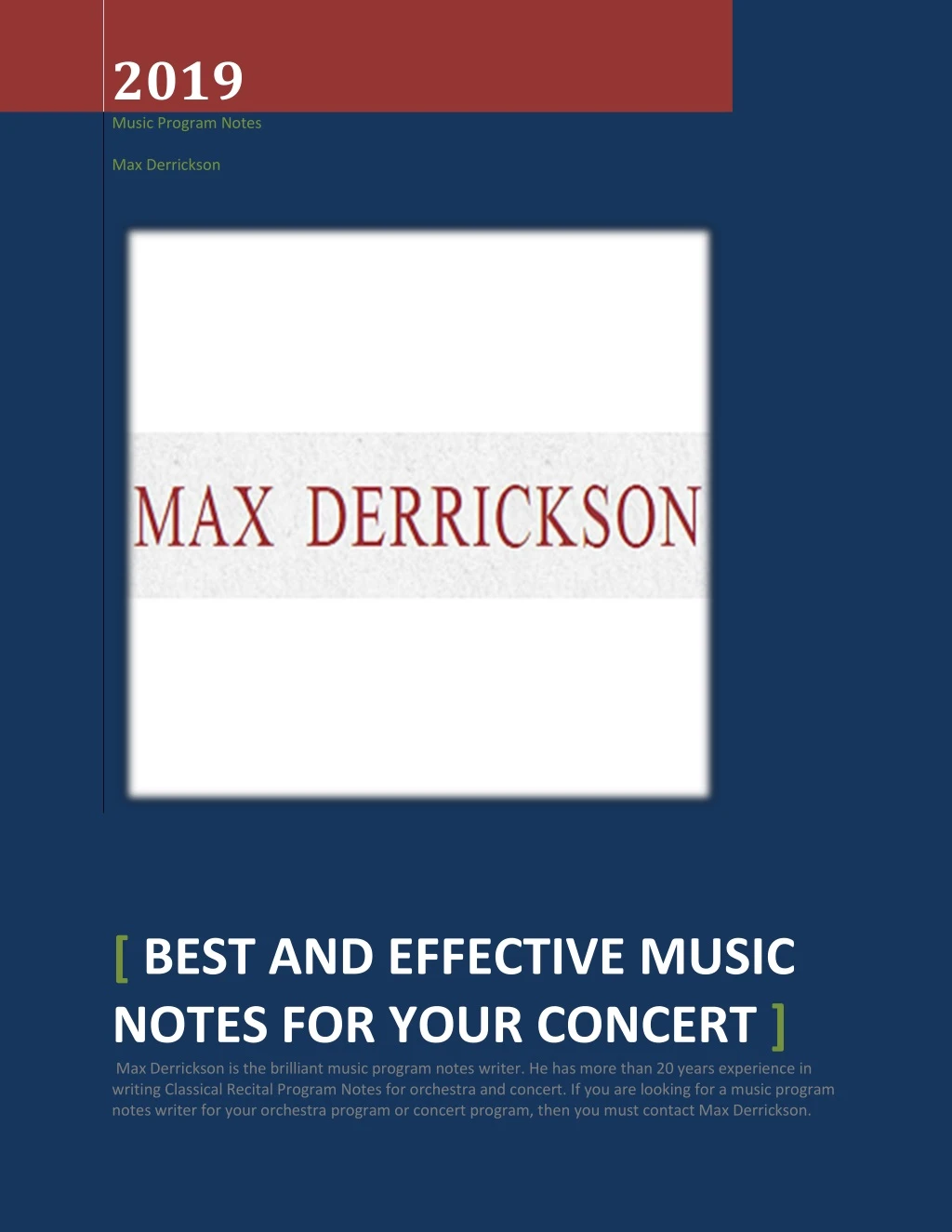 2019 music program notes max derrickson n.