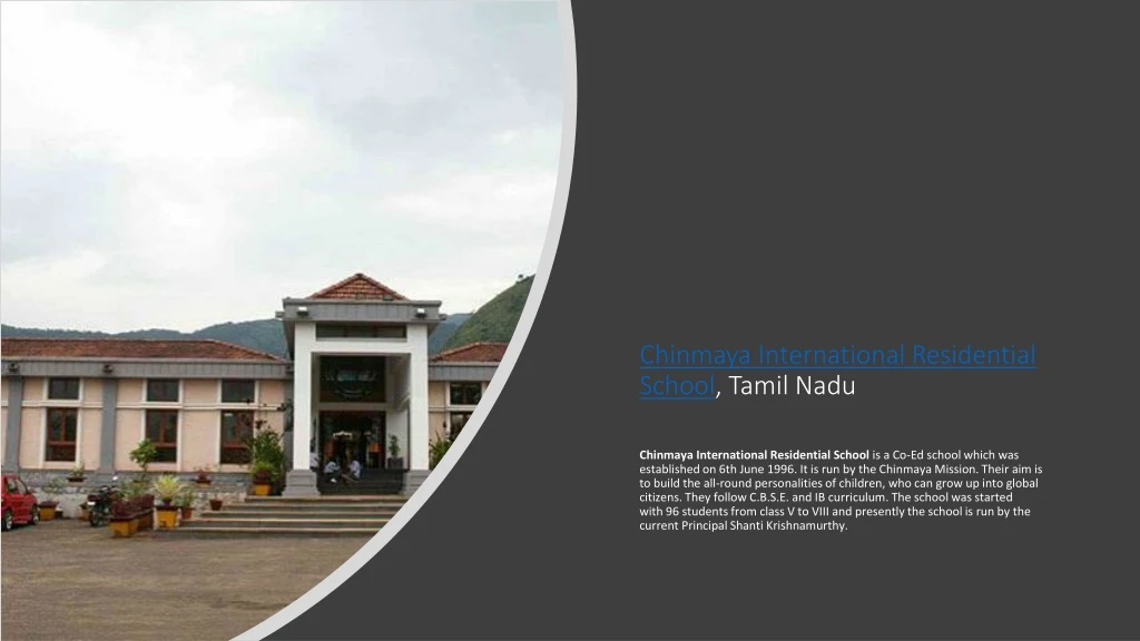 chinmaya international residential school tamil nadu n.