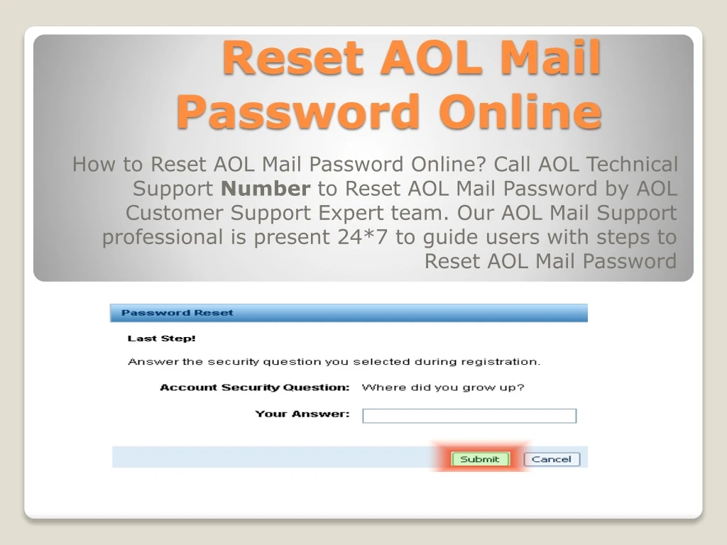 reset aol mail password online n.