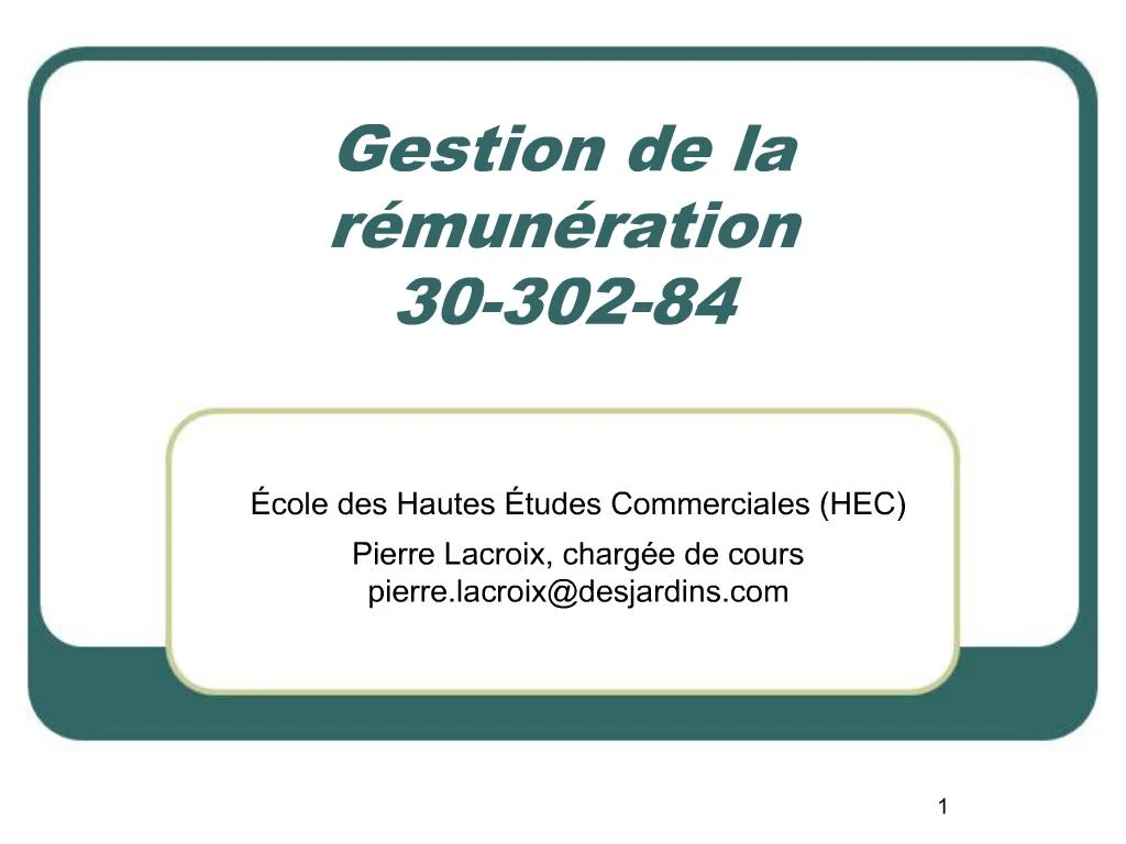 PPT - Gestion De La R Mun Ration 30-302-84 PowerPoint Presentation ...