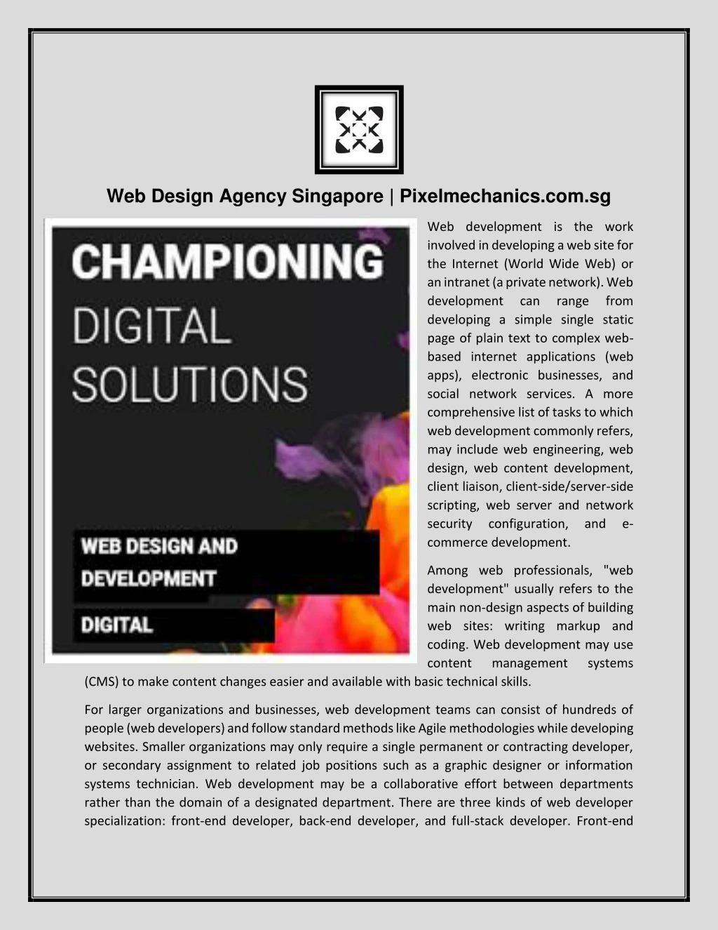 web design agency singapore pixelmechanics com sg n.