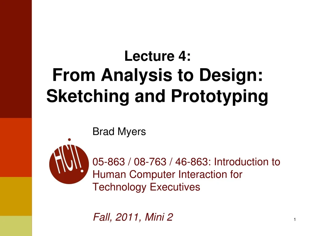 lecture 4 from analysis to design sketching and prototyping n.