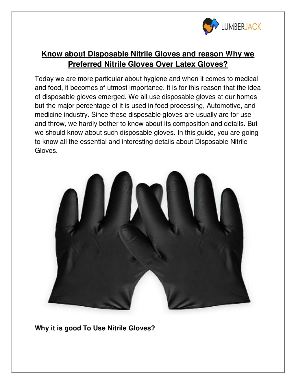 know about disposable nitrile gloves and reason n.