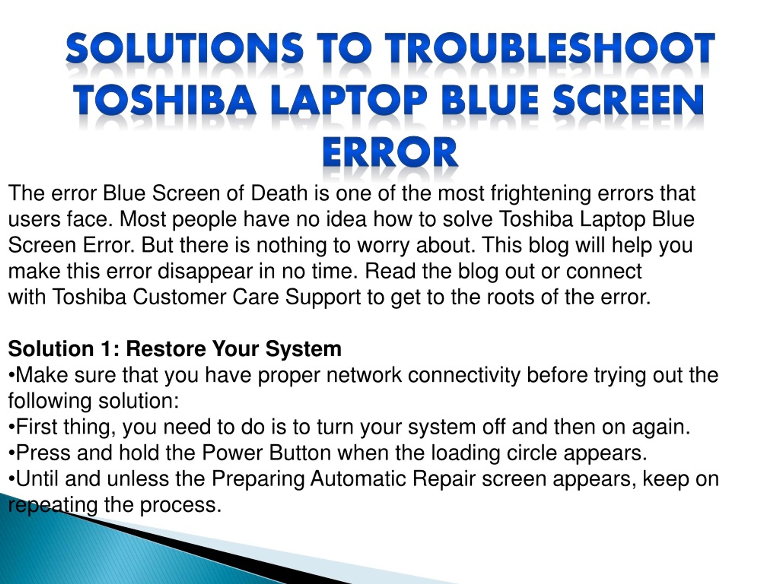 PPT - Toshiba Laptop Blue Screen Error PowerPoint Presentation, Free ...