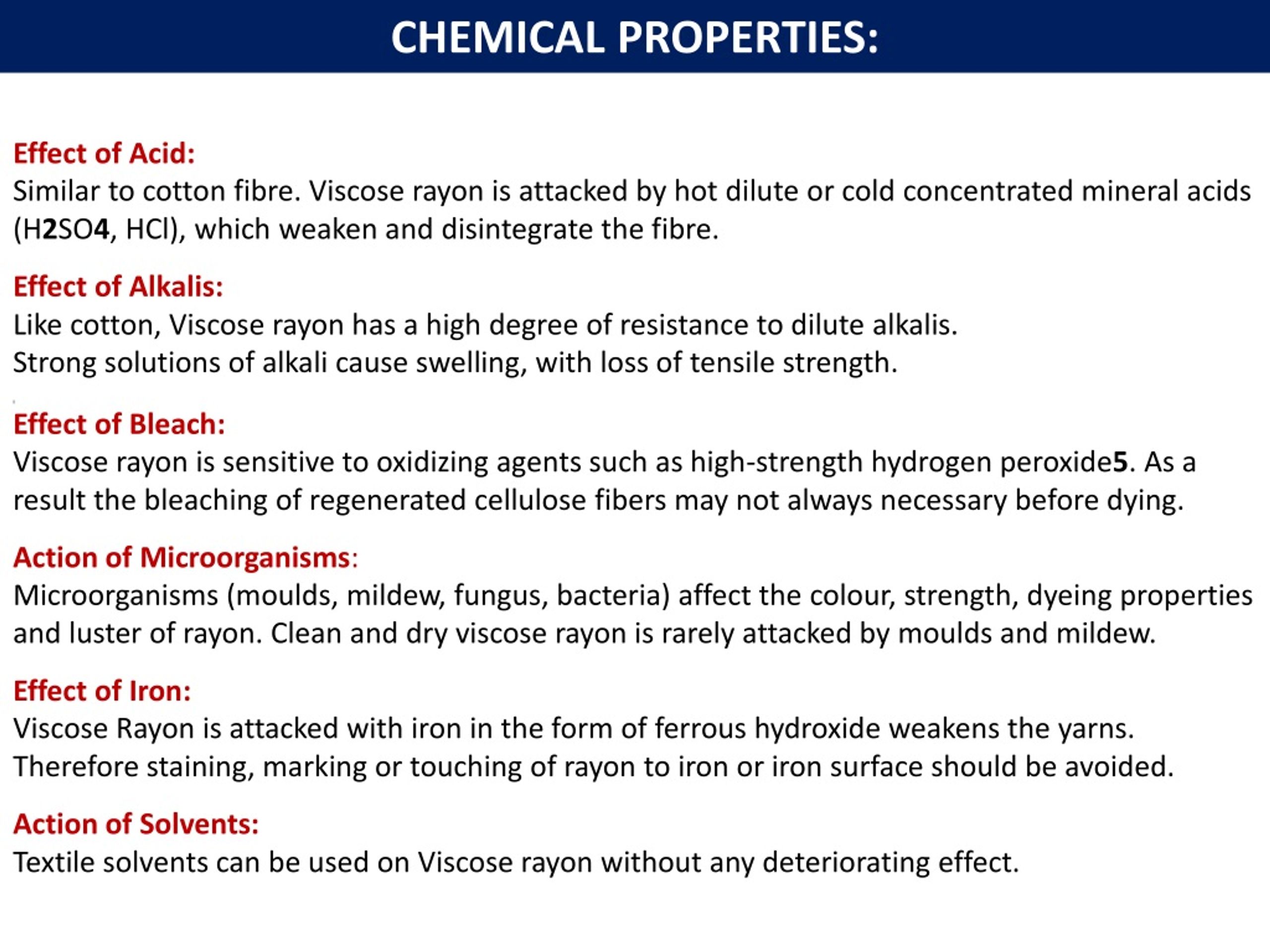 Physical, Chemical and Mechanical Properties of Viscose Rayon