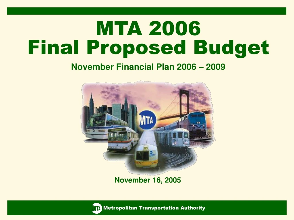 mta 2006 final proposed budget november financial n.