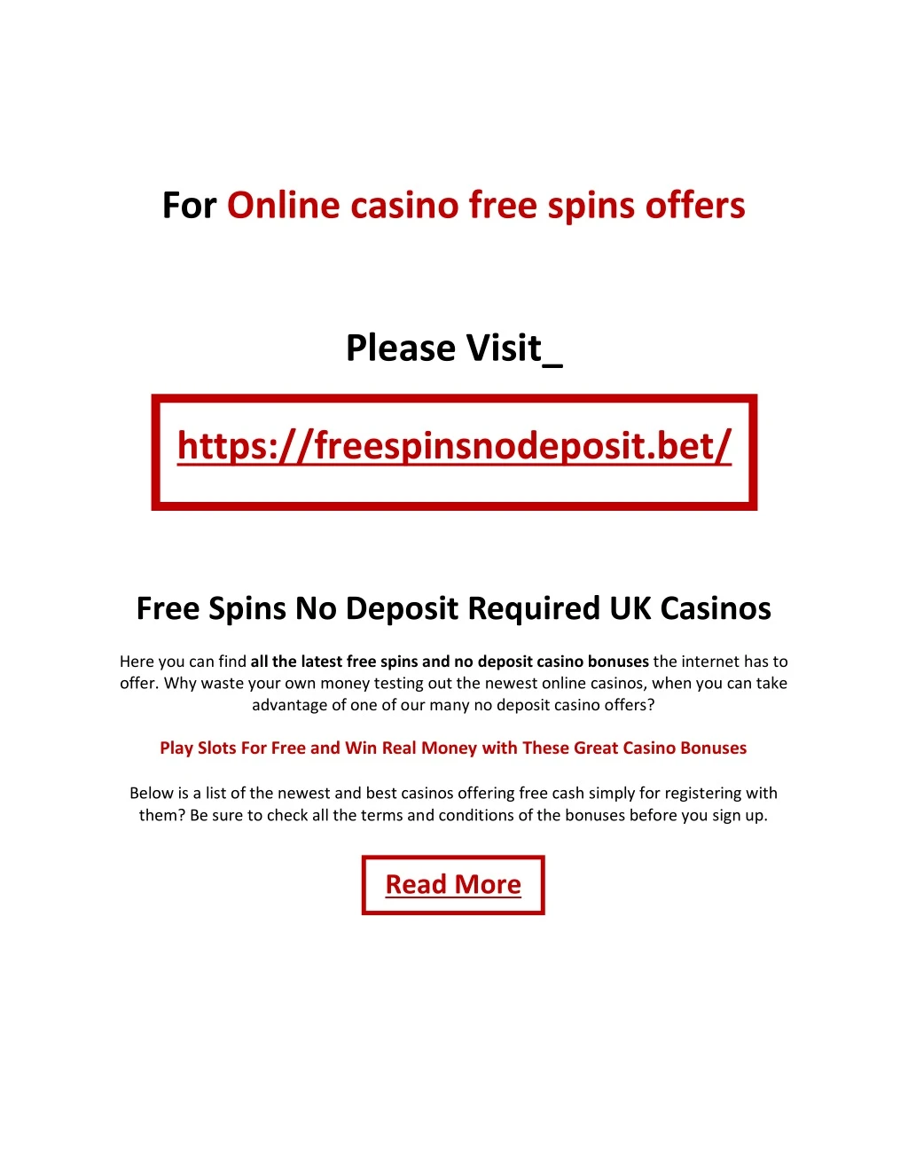 for online casino free spins offers n.