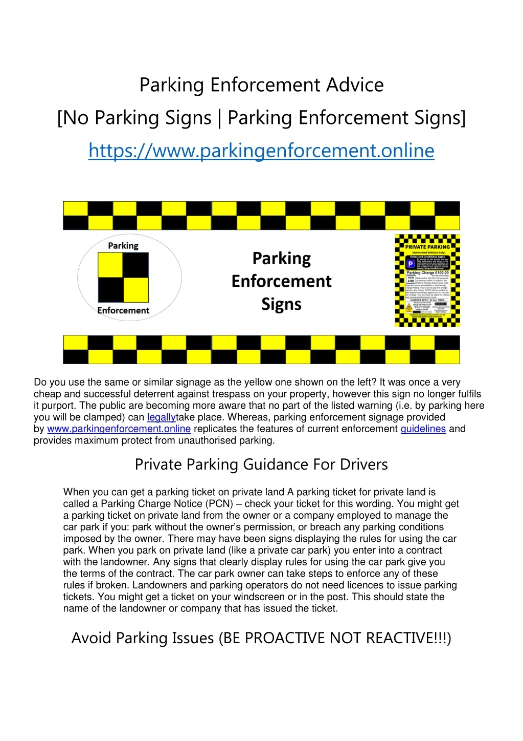 parking enforcement advice no parking signs n.