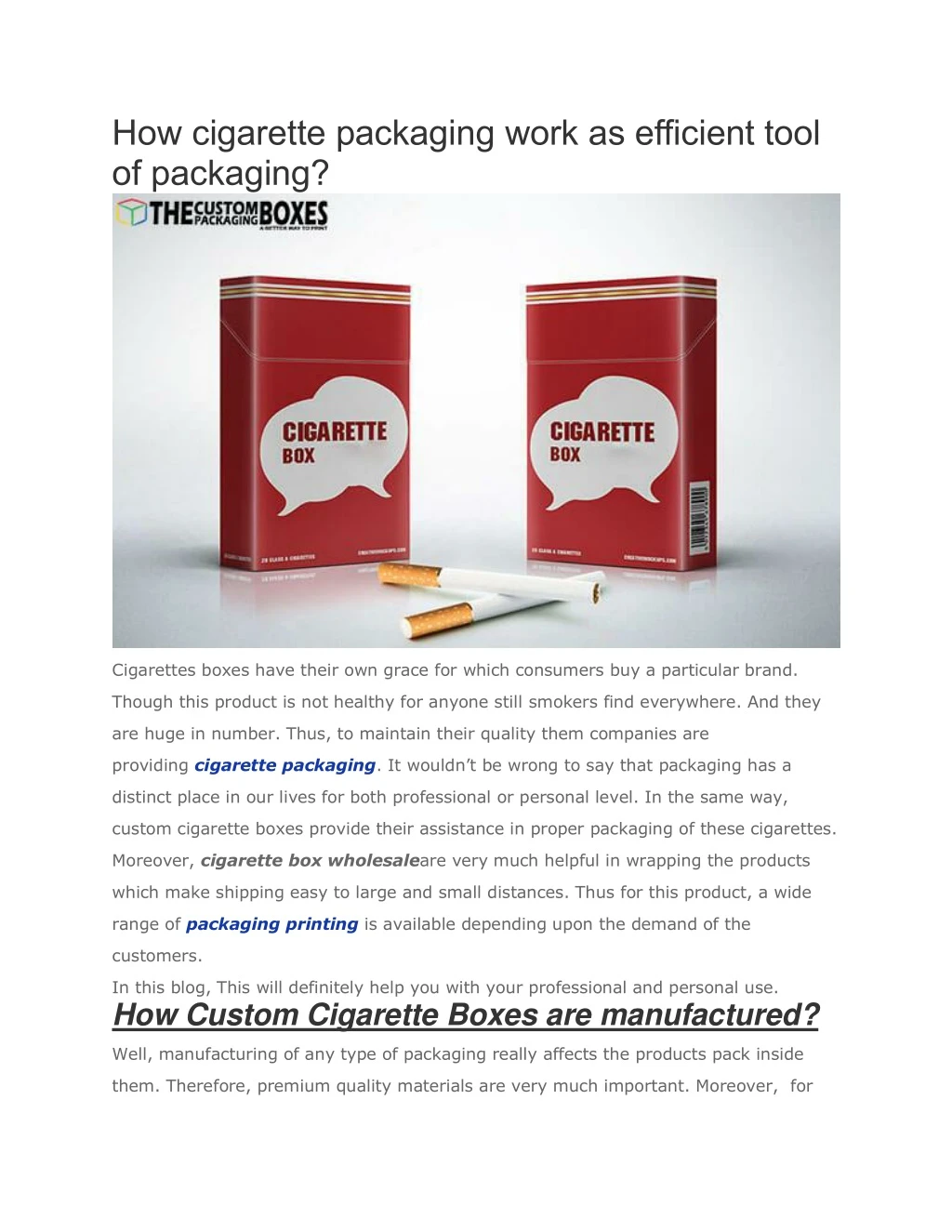 how cigarette packaging work as efficient tool n.