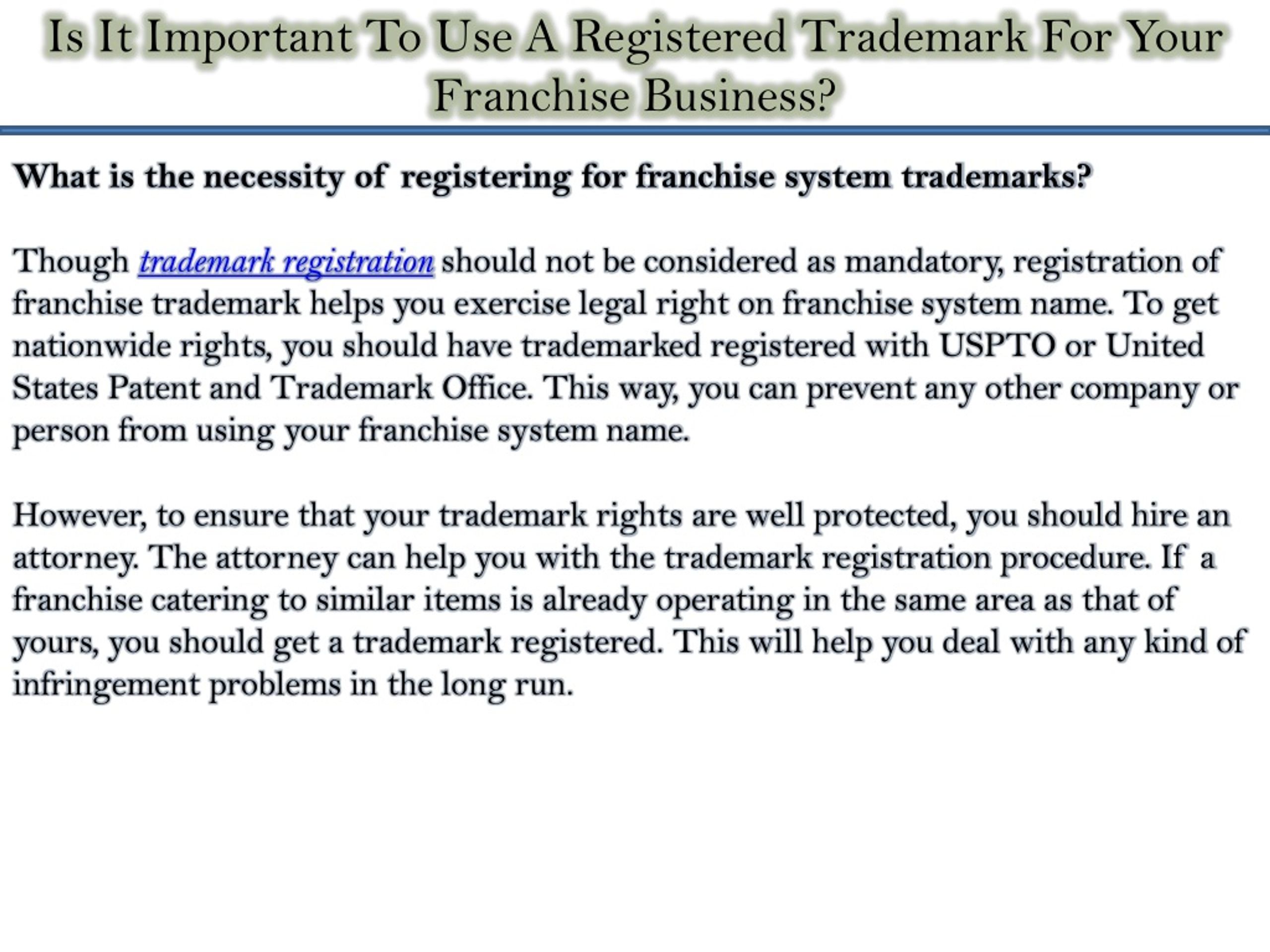 PPT - Is It Important To Use A Registered Trademark For Your Franchise ...
