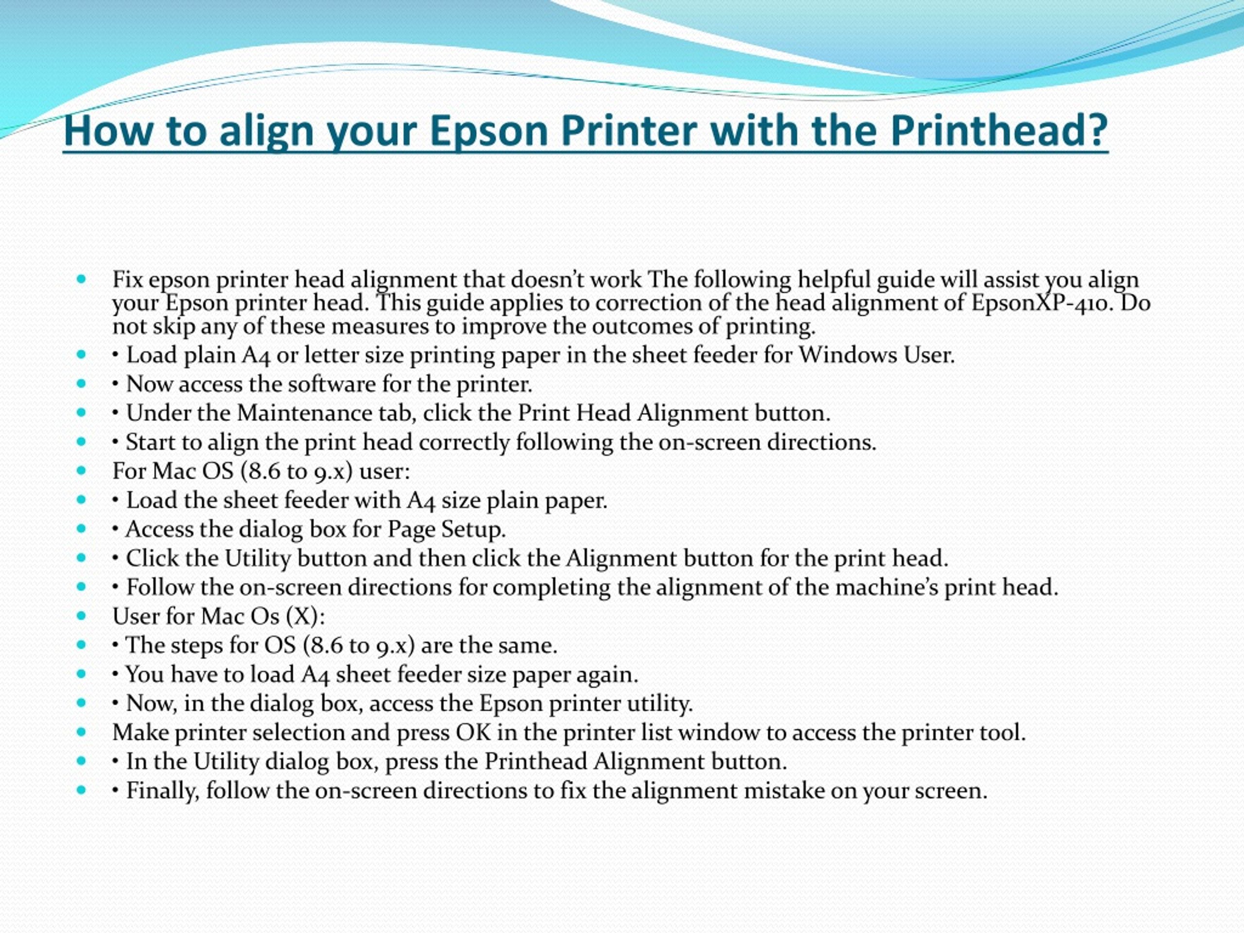 Ppt How To Fix Epson Printer Head Alignment Not Working Powerpoint Presentation Id8403203 9754