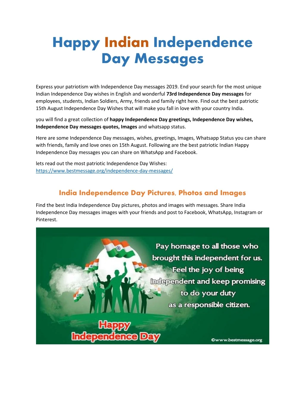 happy indian independence day messages n.