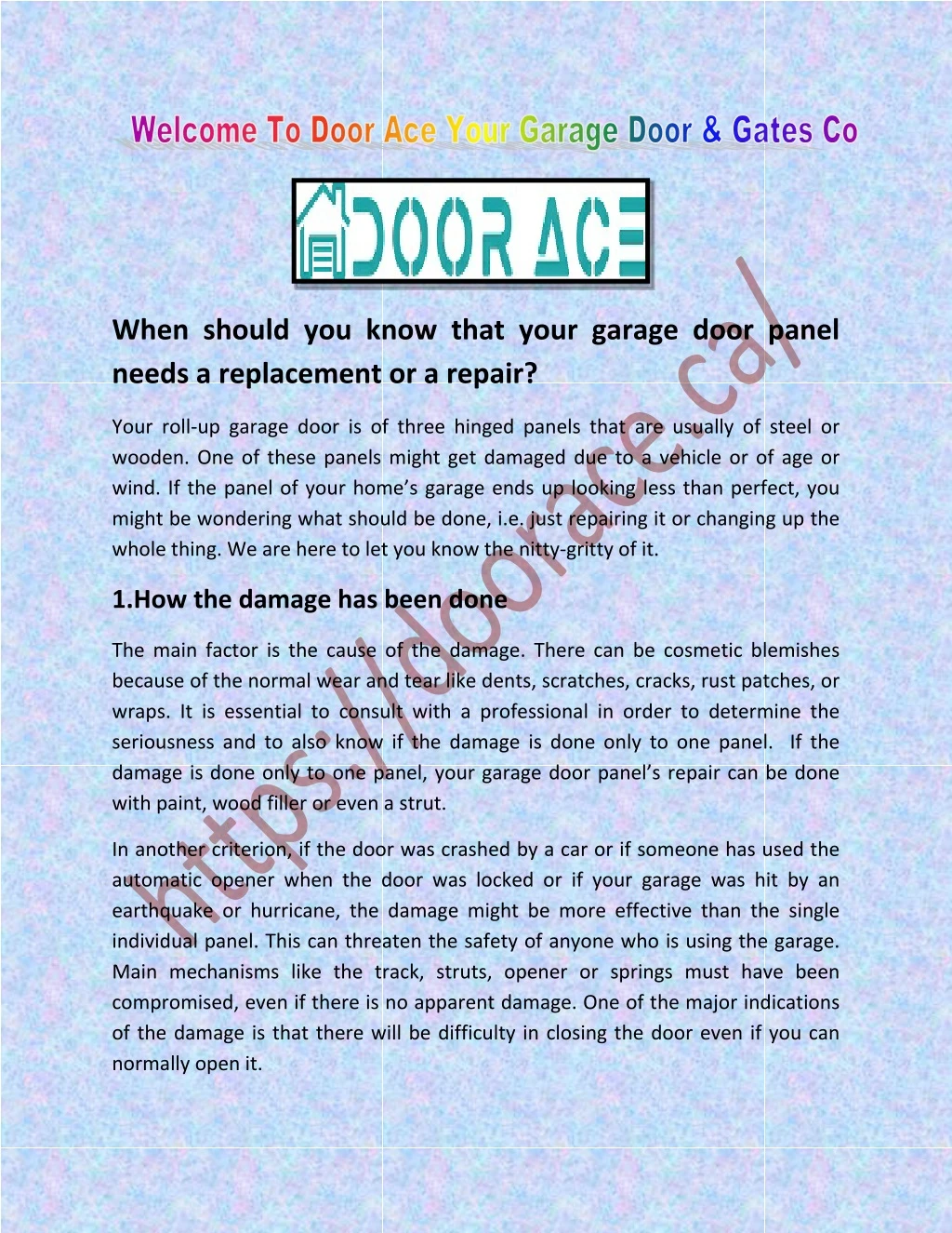 when should you know that your garage door panel n.