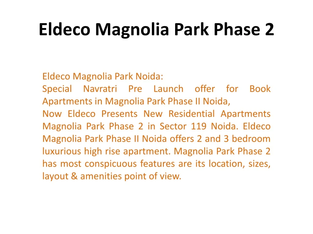 eldeco magnolia park phase 2 n.