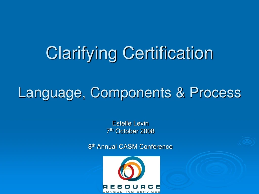 clarifying certification language components process n.
