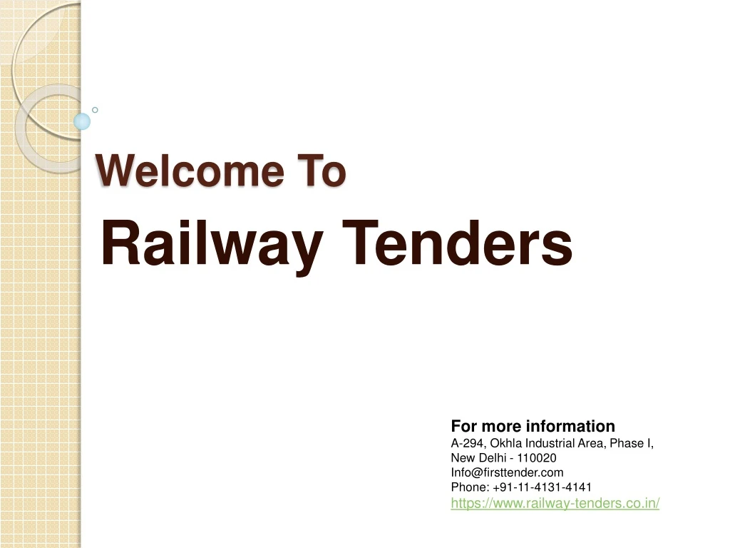 welcome to railway tenders n.