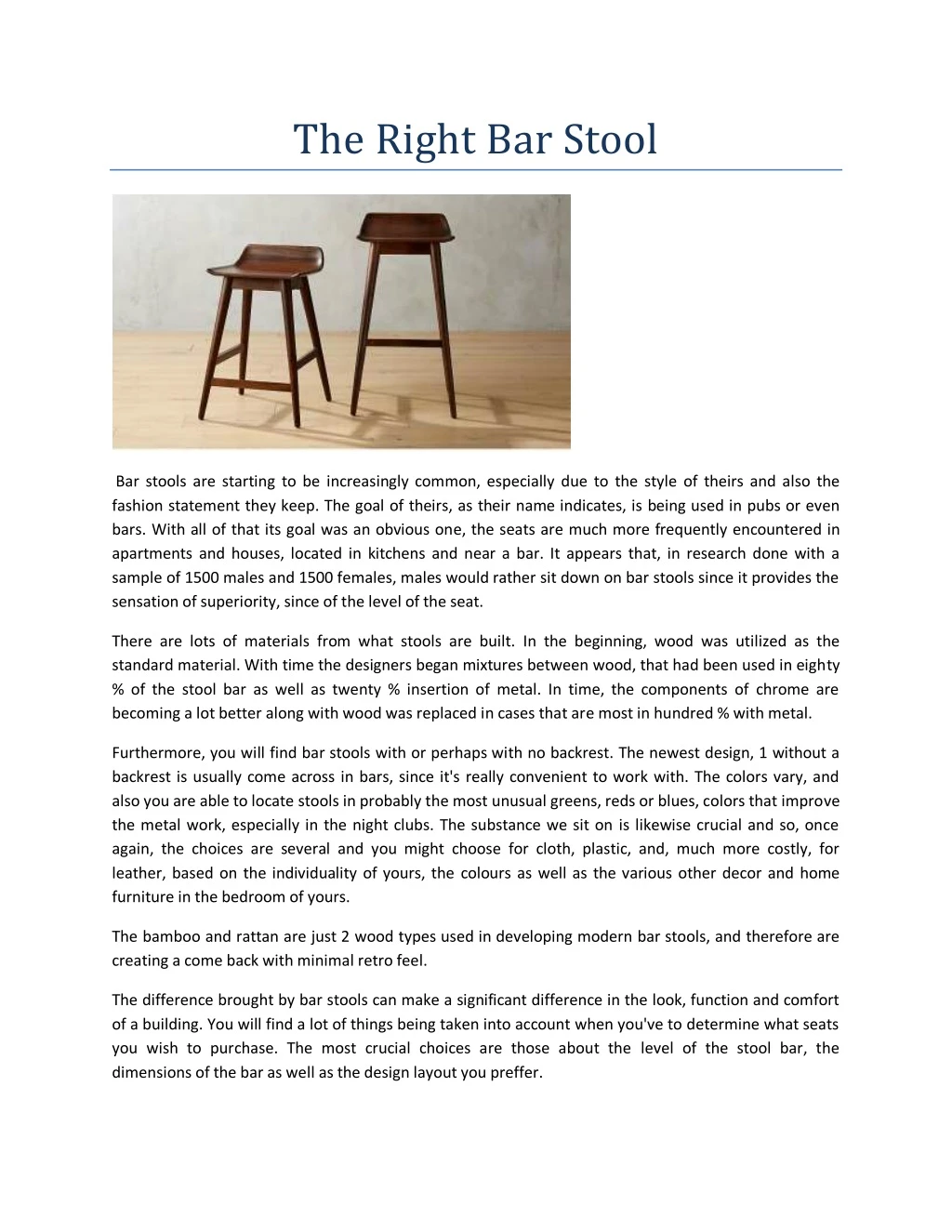 the right bar stool n.