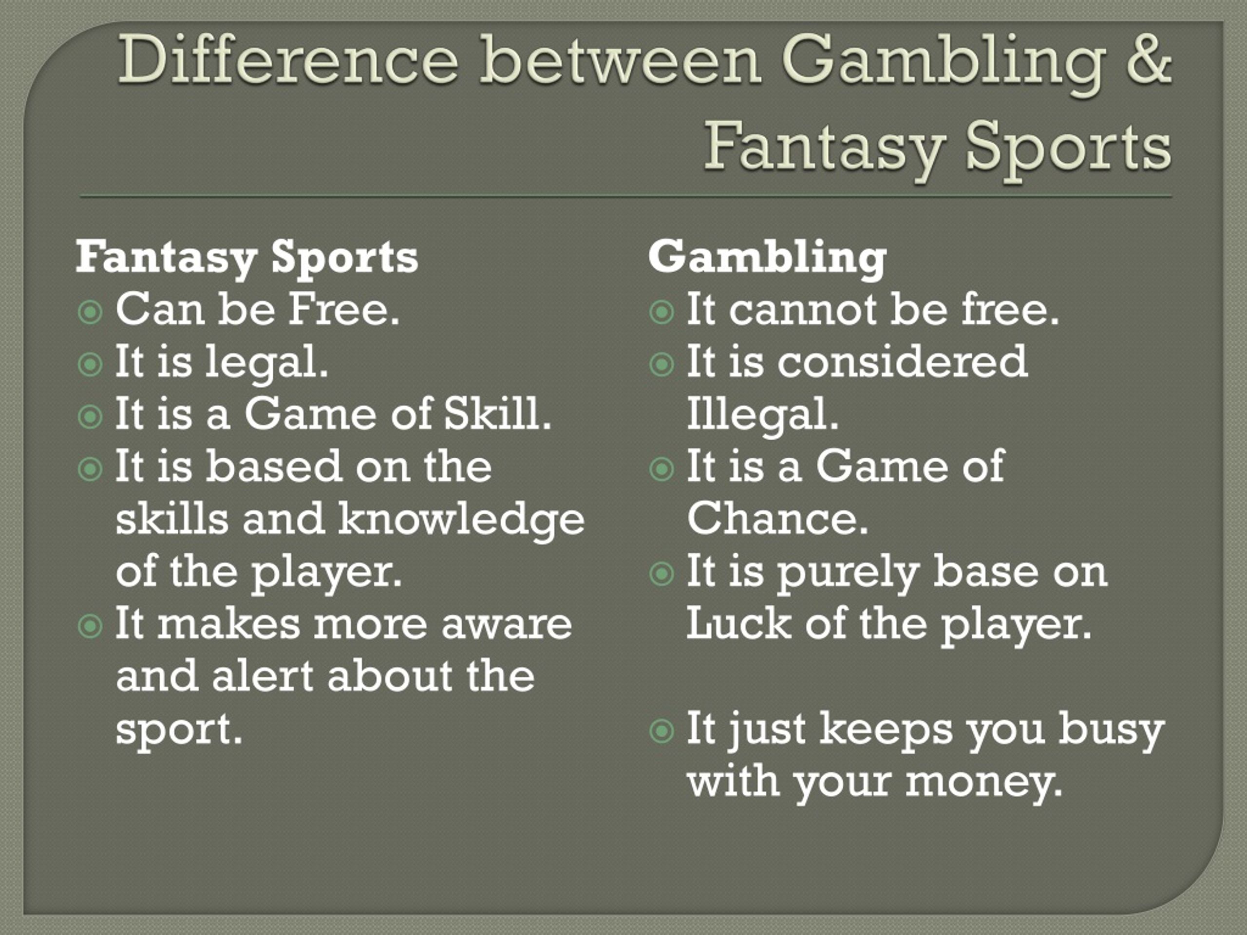 PPT Fantasy Sports vs Gambling PowerPoint Presentation, free download