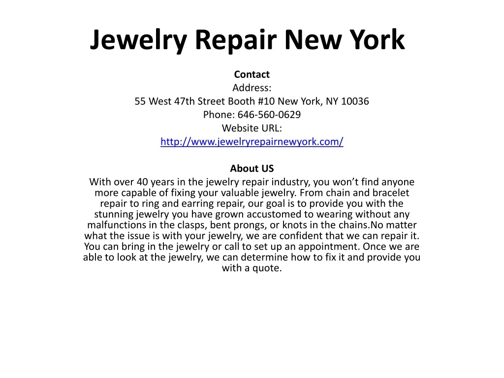 jewelry repair new york n.