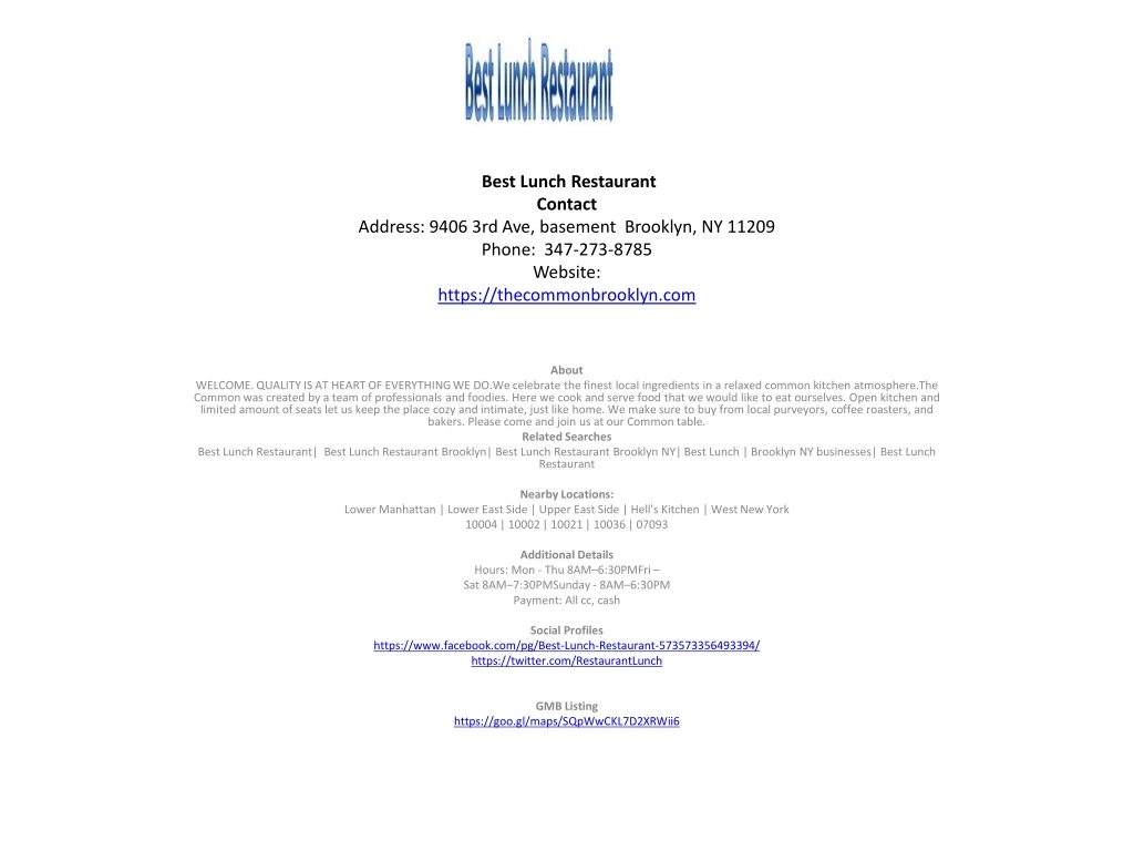 best lunch restaurant contact address 9406 n.