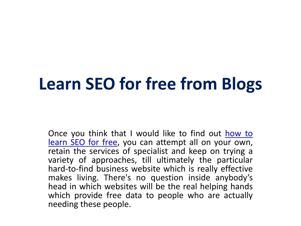 learn seo for free from blogs n.