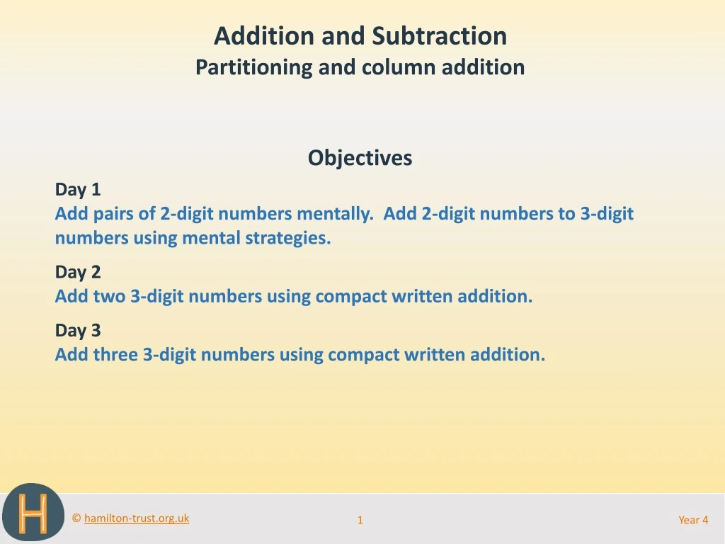 addition and subtraction partitioning and column n.