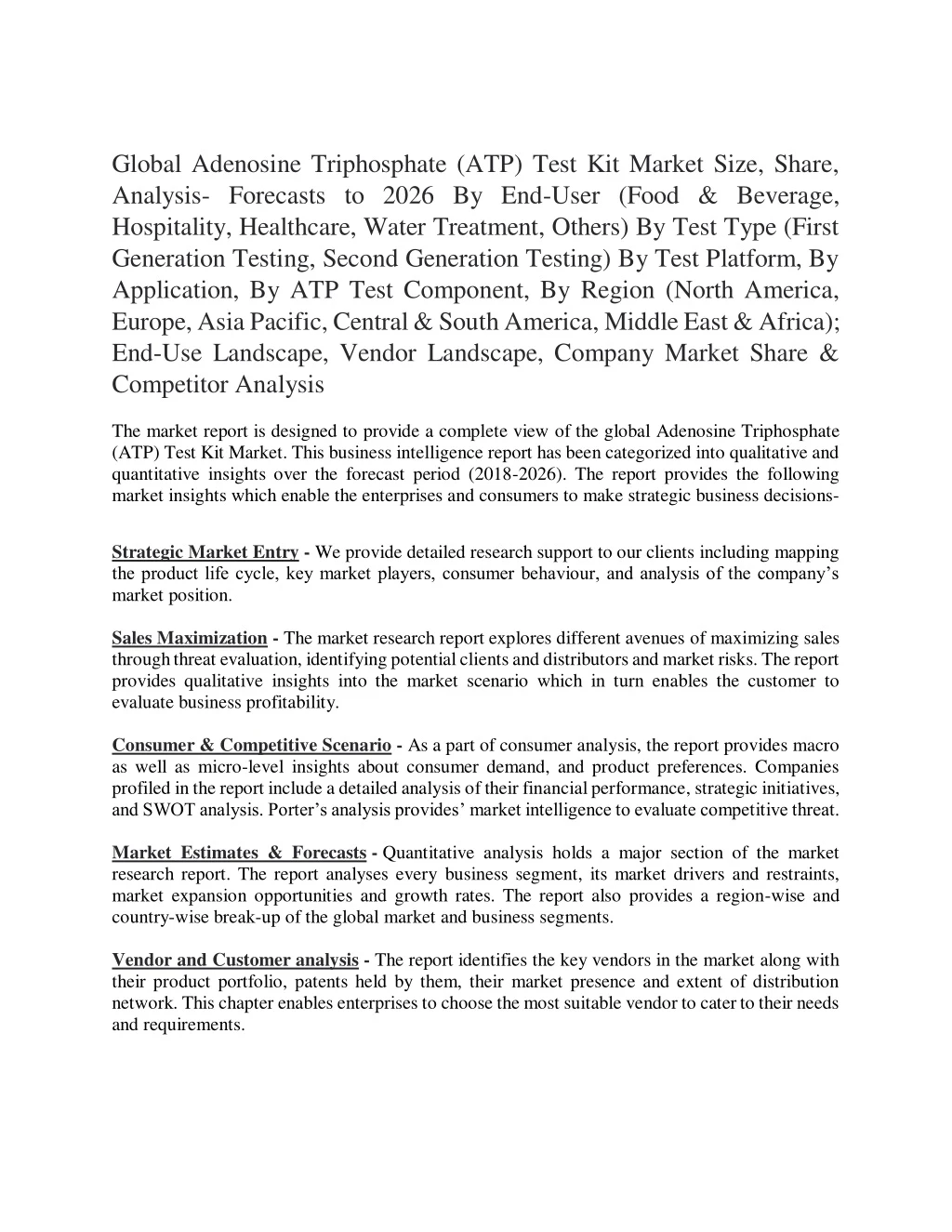 global adenosine triphosphate atp test kit market n.