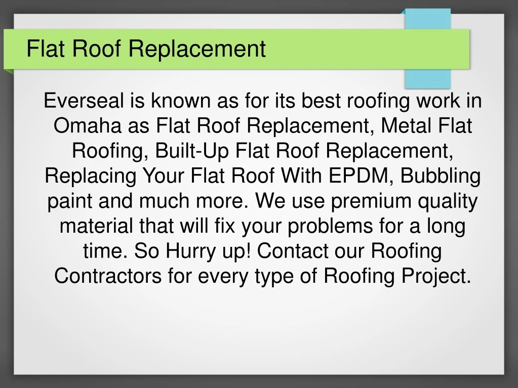 flat roof replacement n.