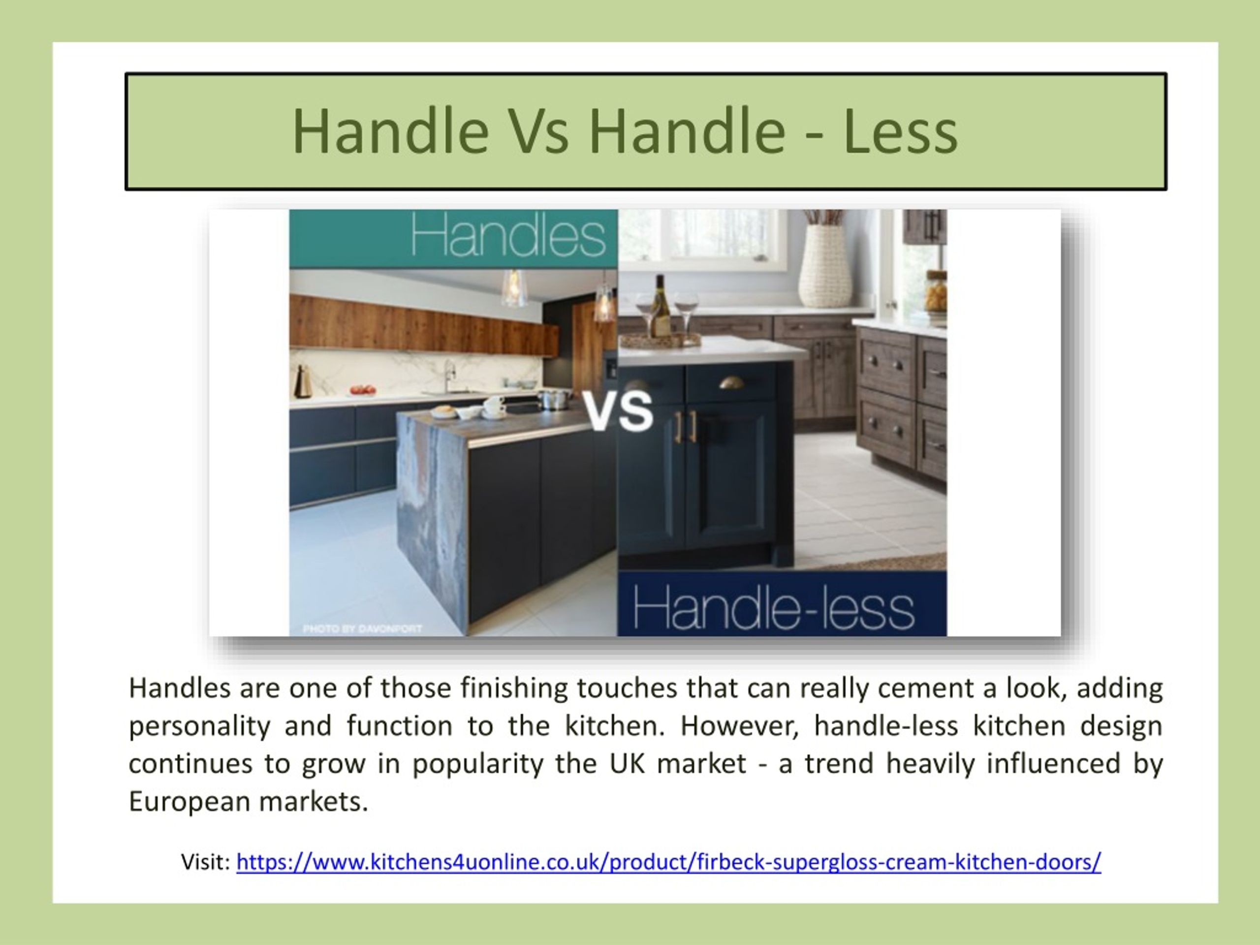 PPT Guide To Choose Right Kitchen Door Handles Kitchens4UOnline UK   Handle Vs Handle Less L 