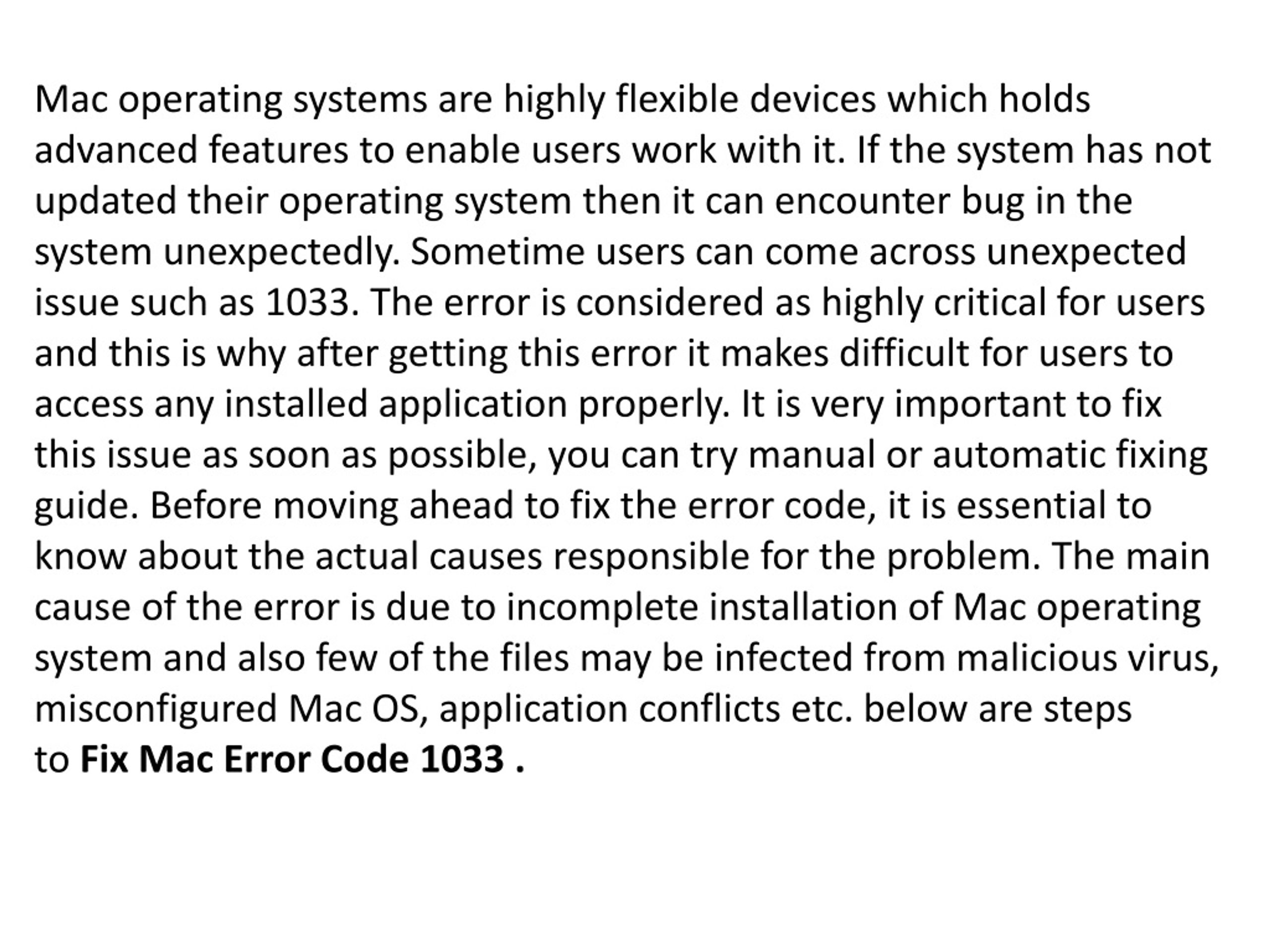 PPT Fix Mac Error Code 1033 PowerPoint Presentation Free Download 