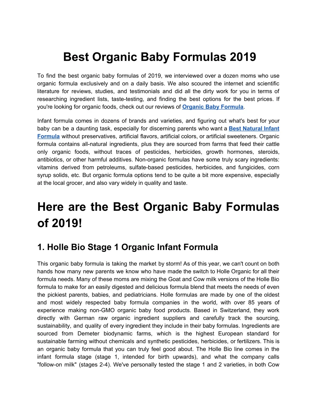 best organic baby formulas 2019 n.
