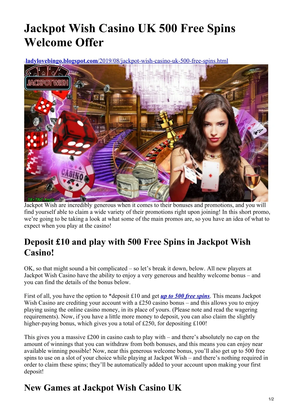jackpot wish casino uk 500 free spins welcome n.