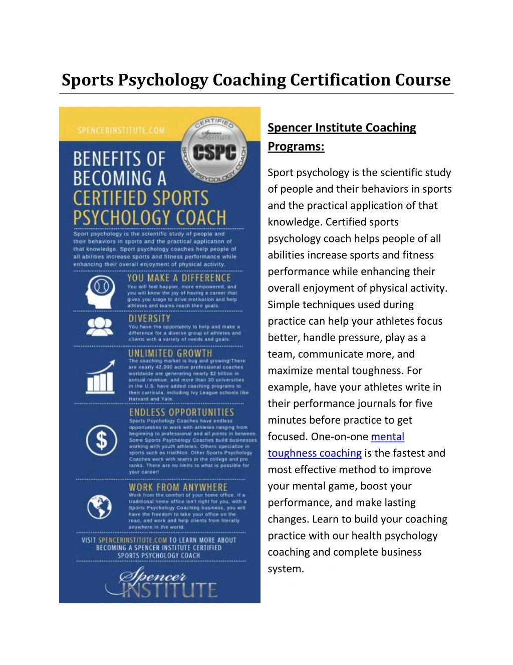 sports psychology coaching certification course n.