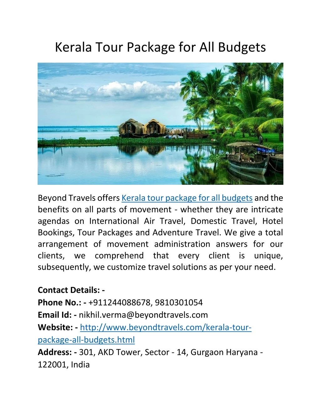 kerala tour package for all budgets n.