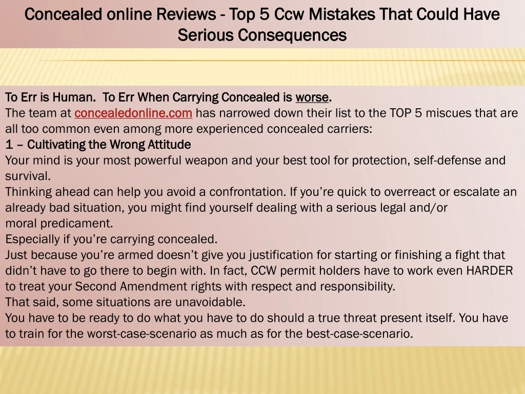 concealed online reviews top 5 ccw mistakes that n.