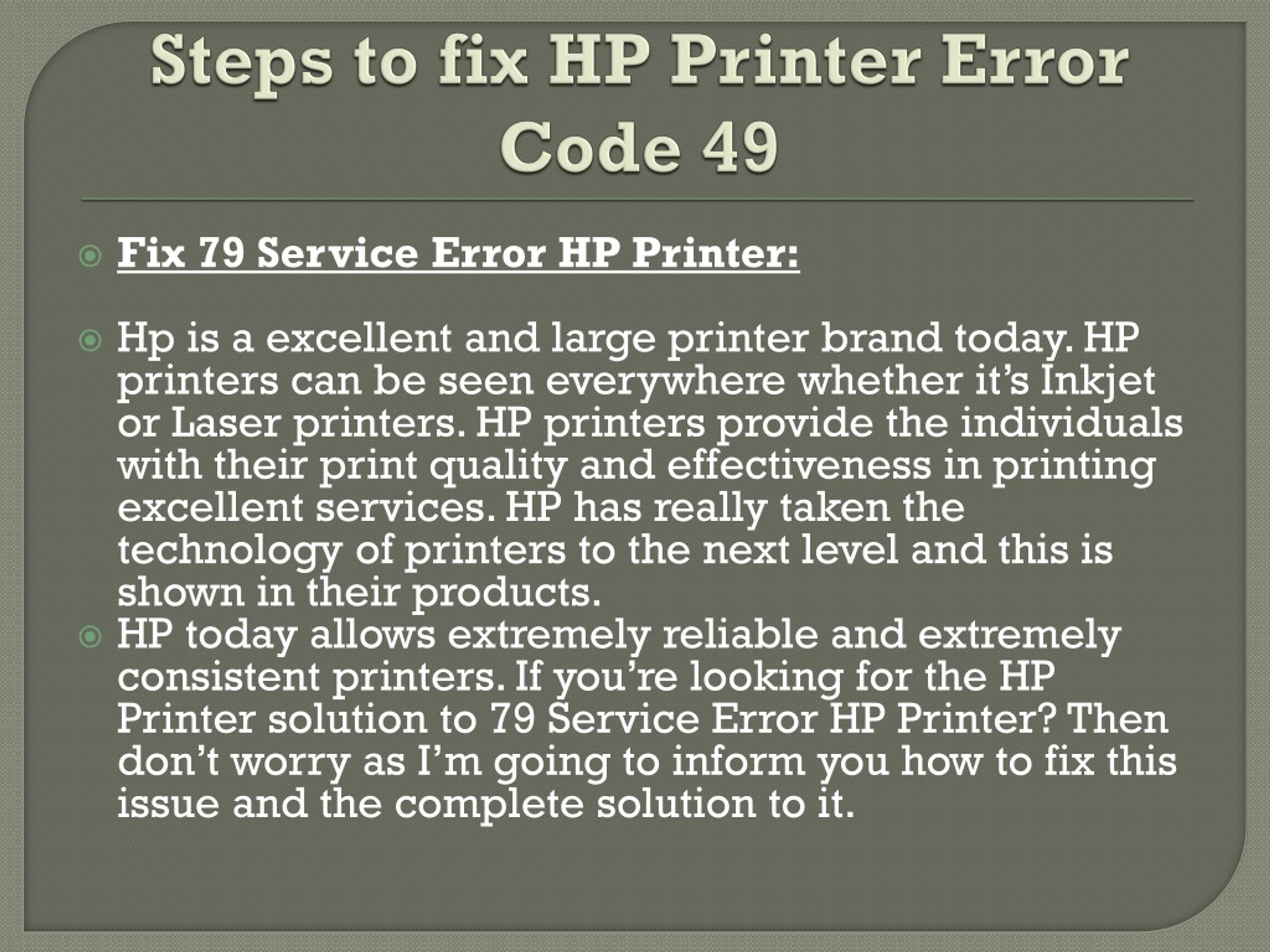 Ppt Steps To Fix Hp Printer Error Code Powerpoint Presentation