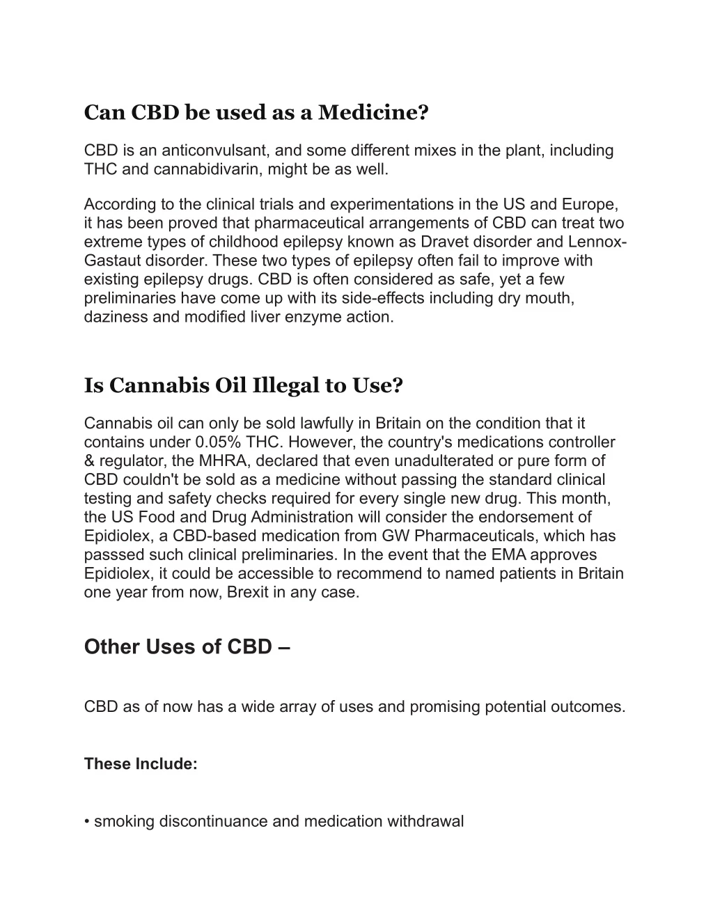 can cbd be used as a medicine n.
