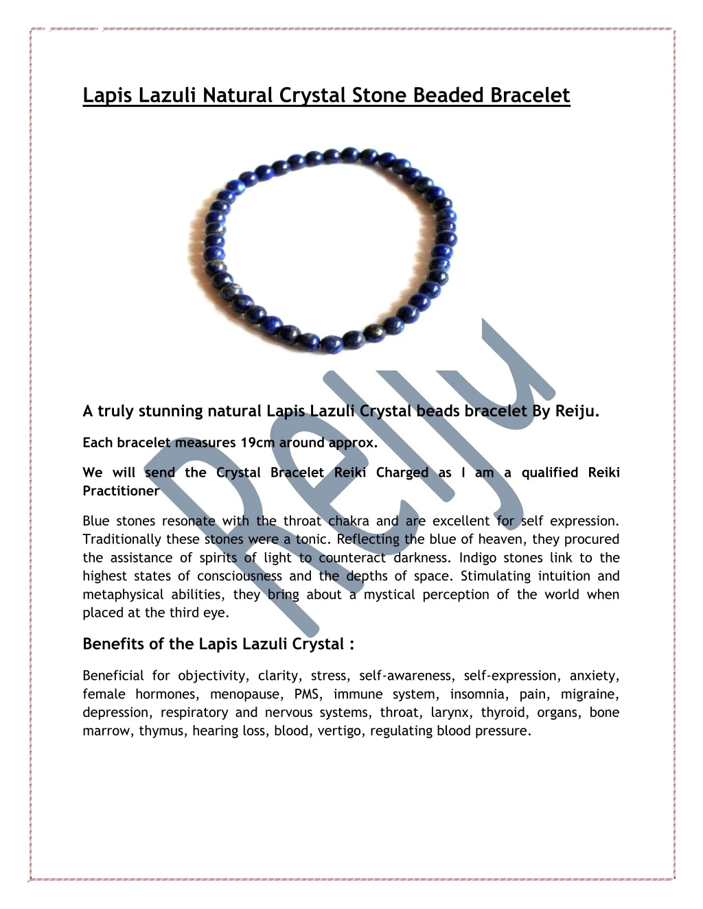 lapis lazuli natural crystal stone beaded bracelet n.
