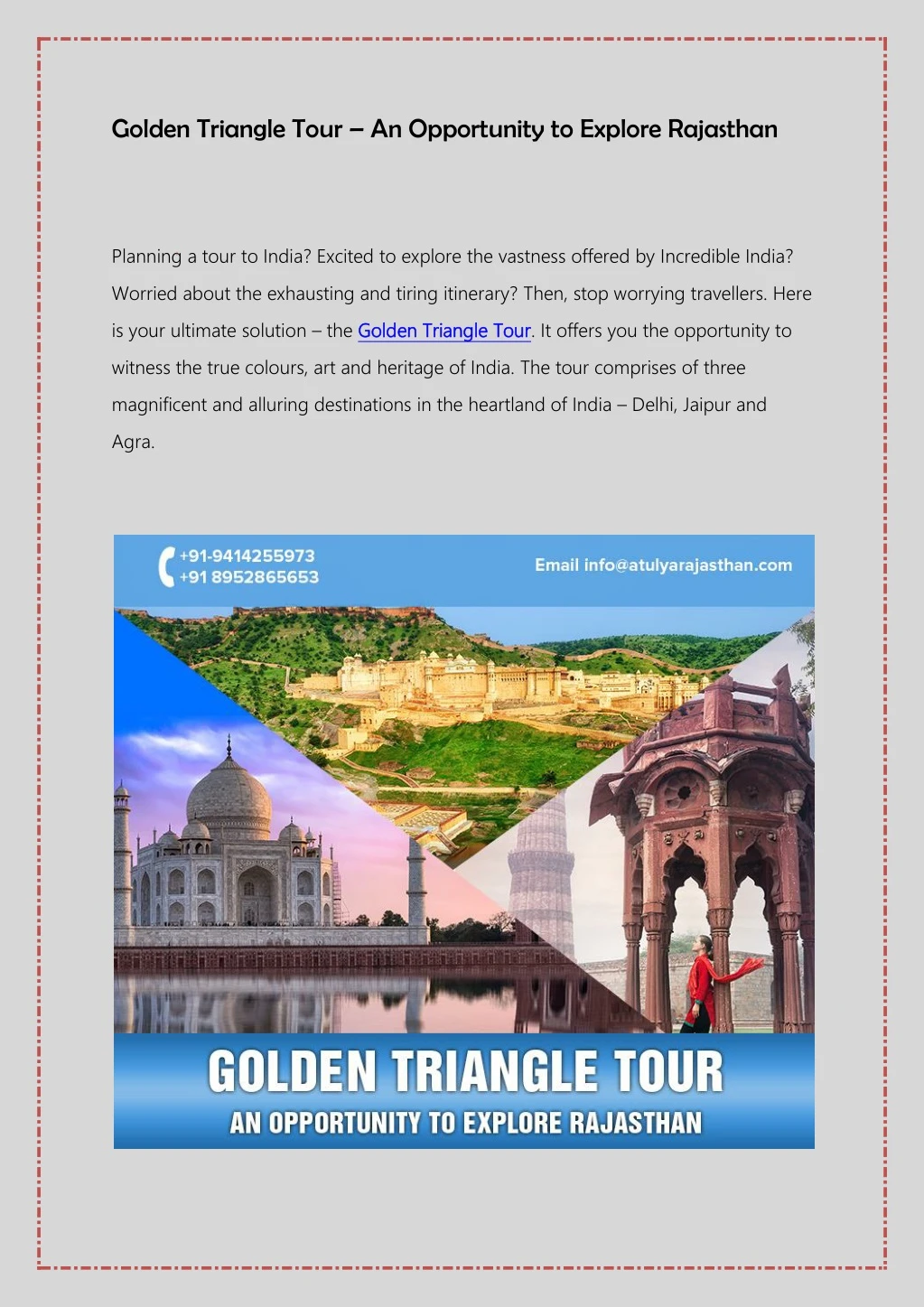 golden triangle tour an opportunity to explore n.