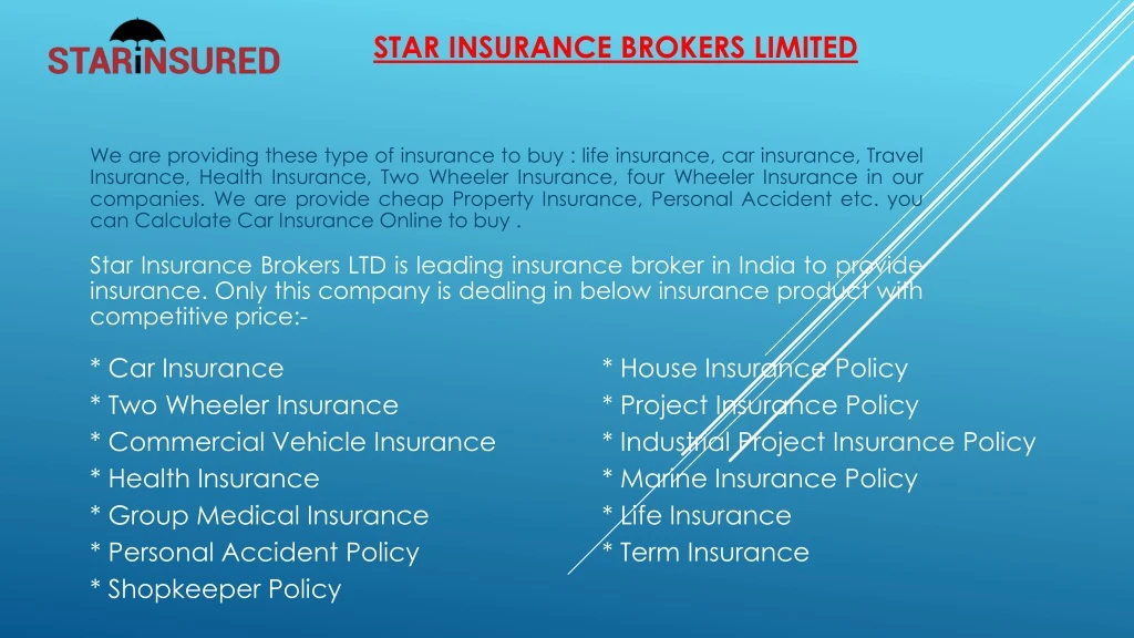 star insurance brokers limited n.
