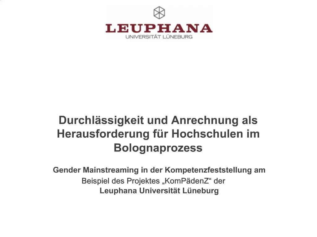 PPT - Durchl Ssigkeit Und Anrechnung Als Herausforderung F R ...