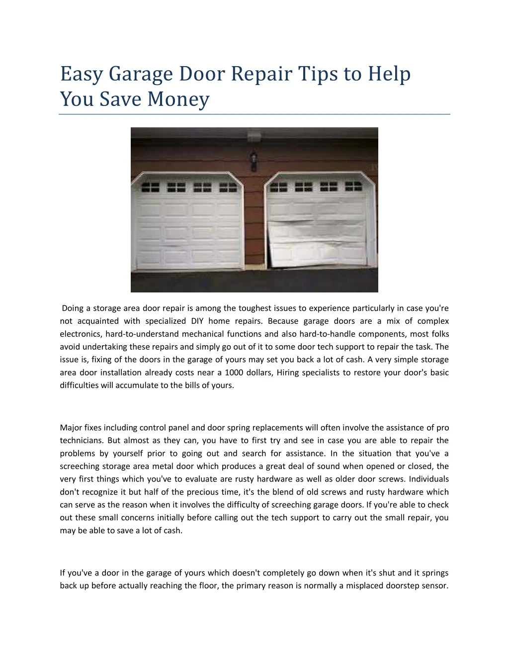 easy garage door repair tips to help you save n.