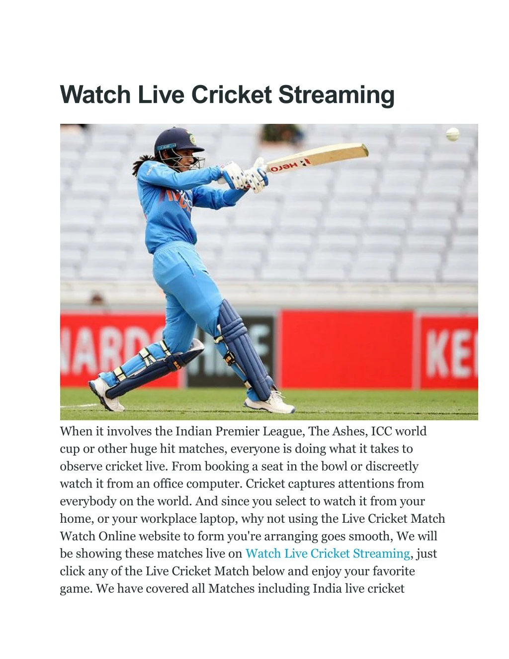 watch live cricket streaming n.