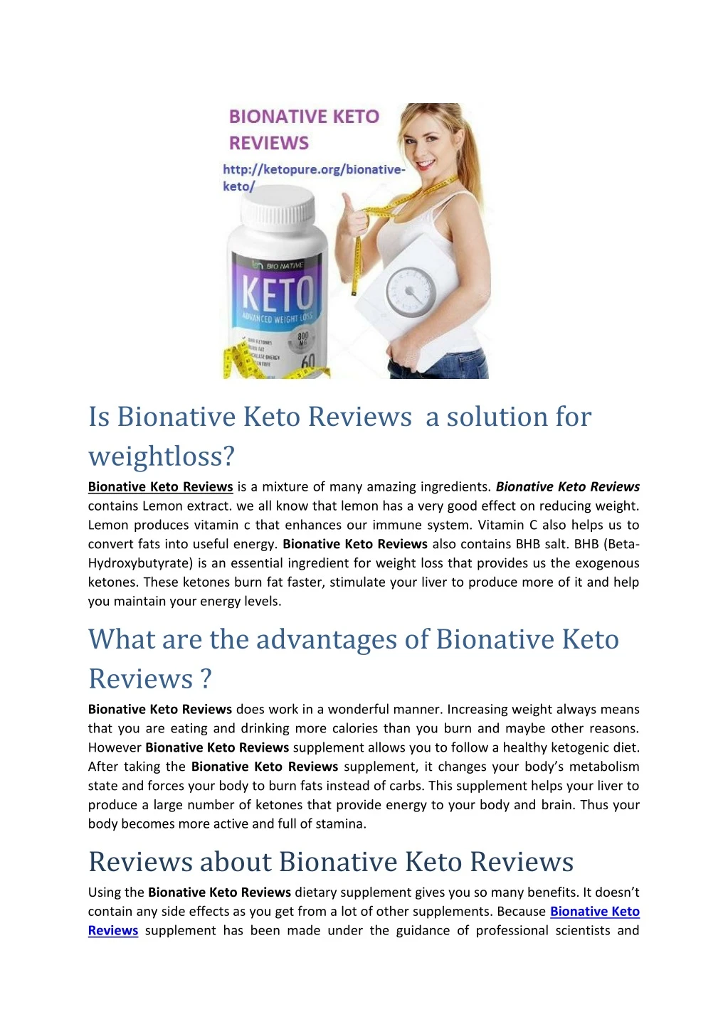 is bionative keto reviews a solution n.