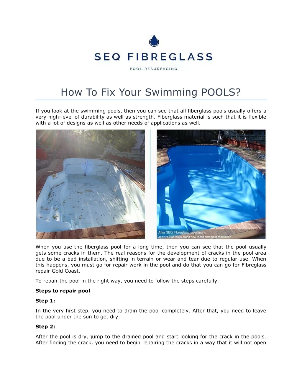 how to fix your swimming pools n.