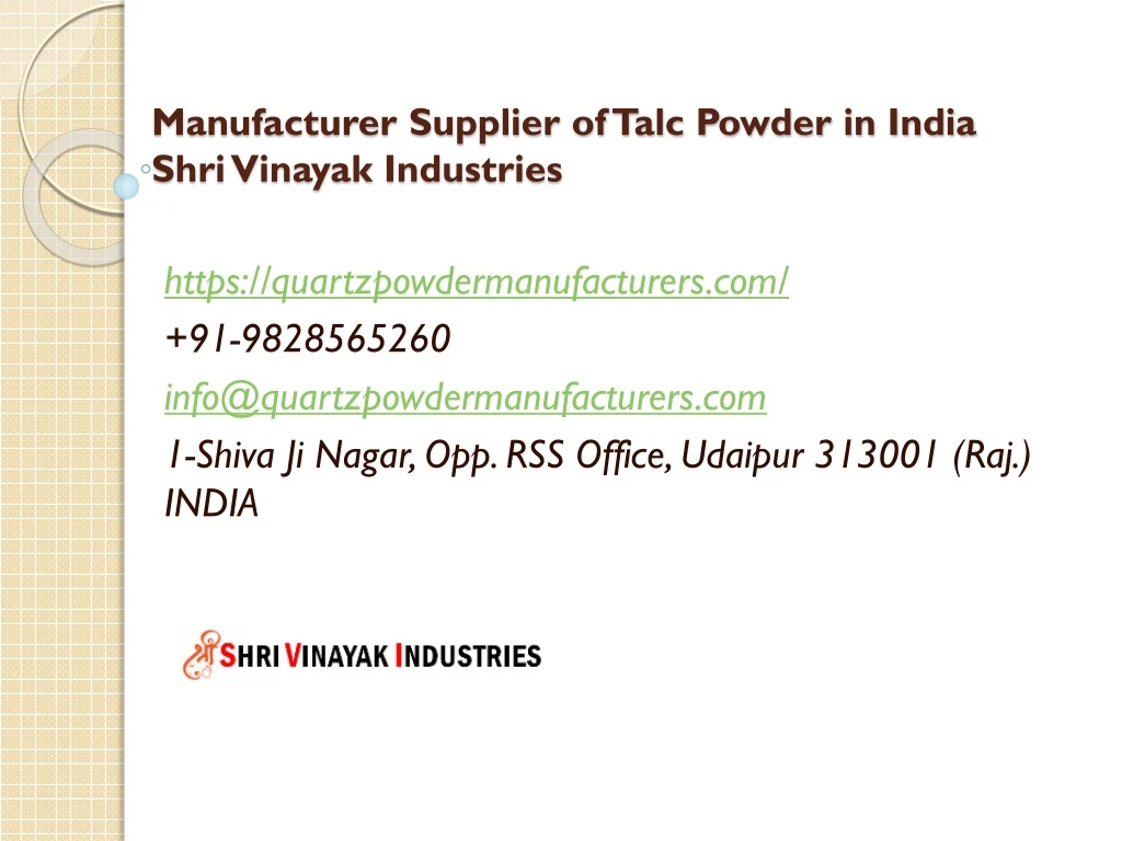 manufacturer supplier of talc powder in india shri vinayak industries n.