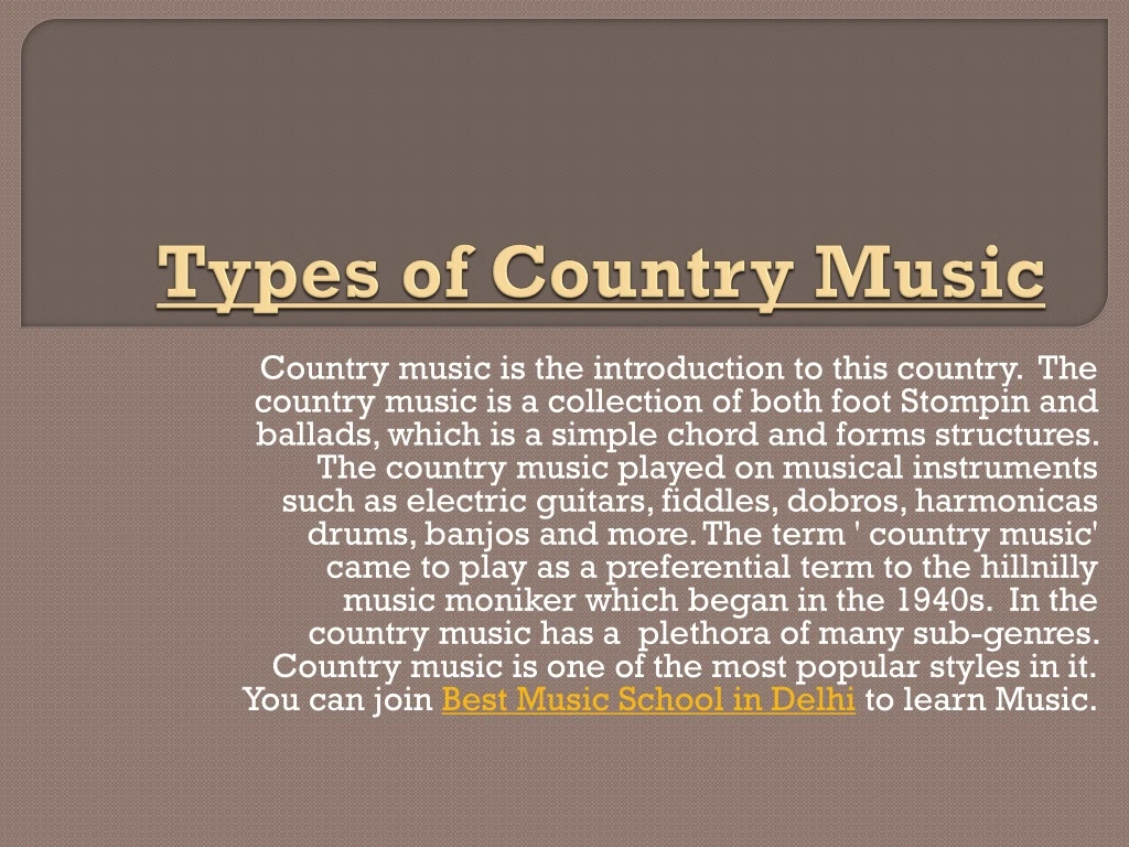 types of country music n.