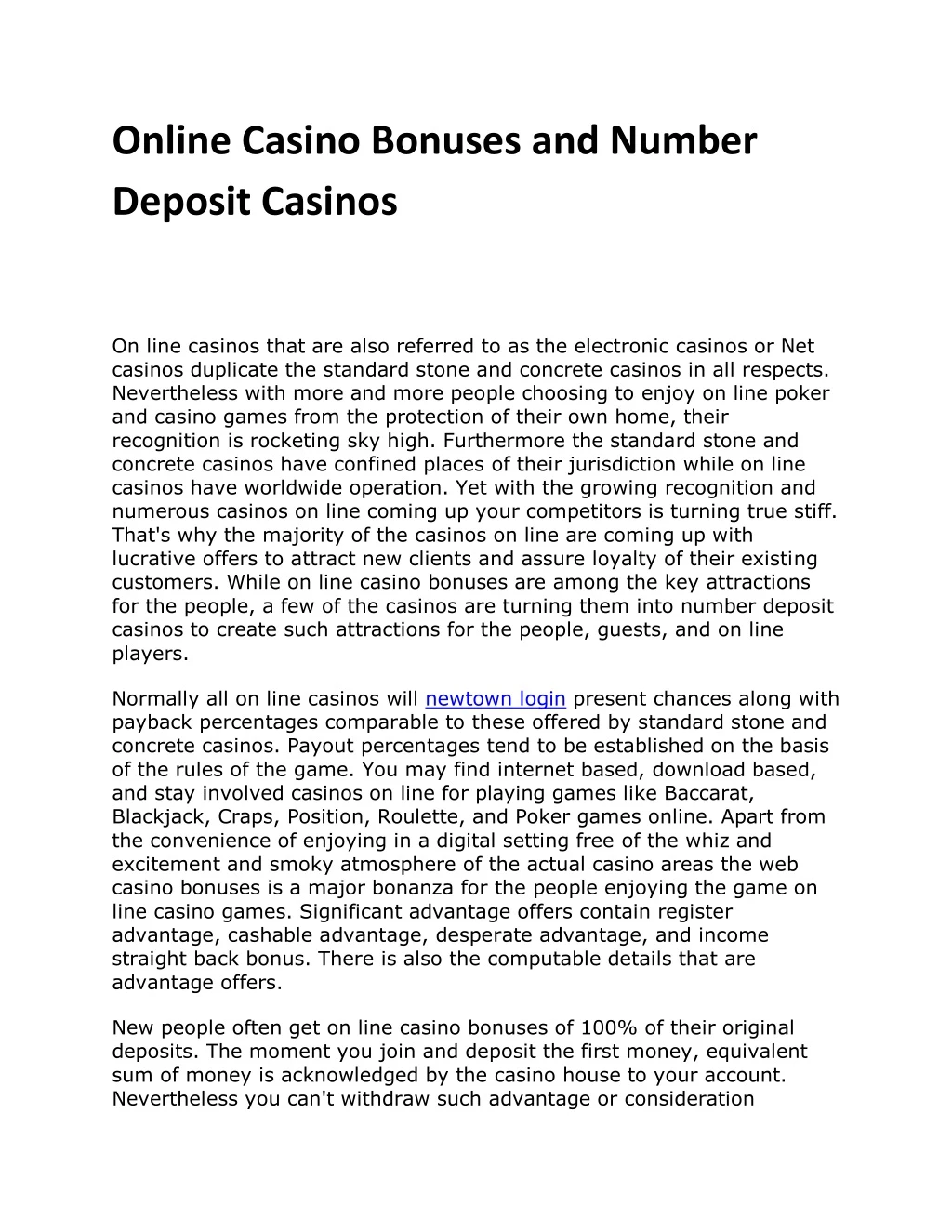 online casino bonuses and number deposit casinos n.