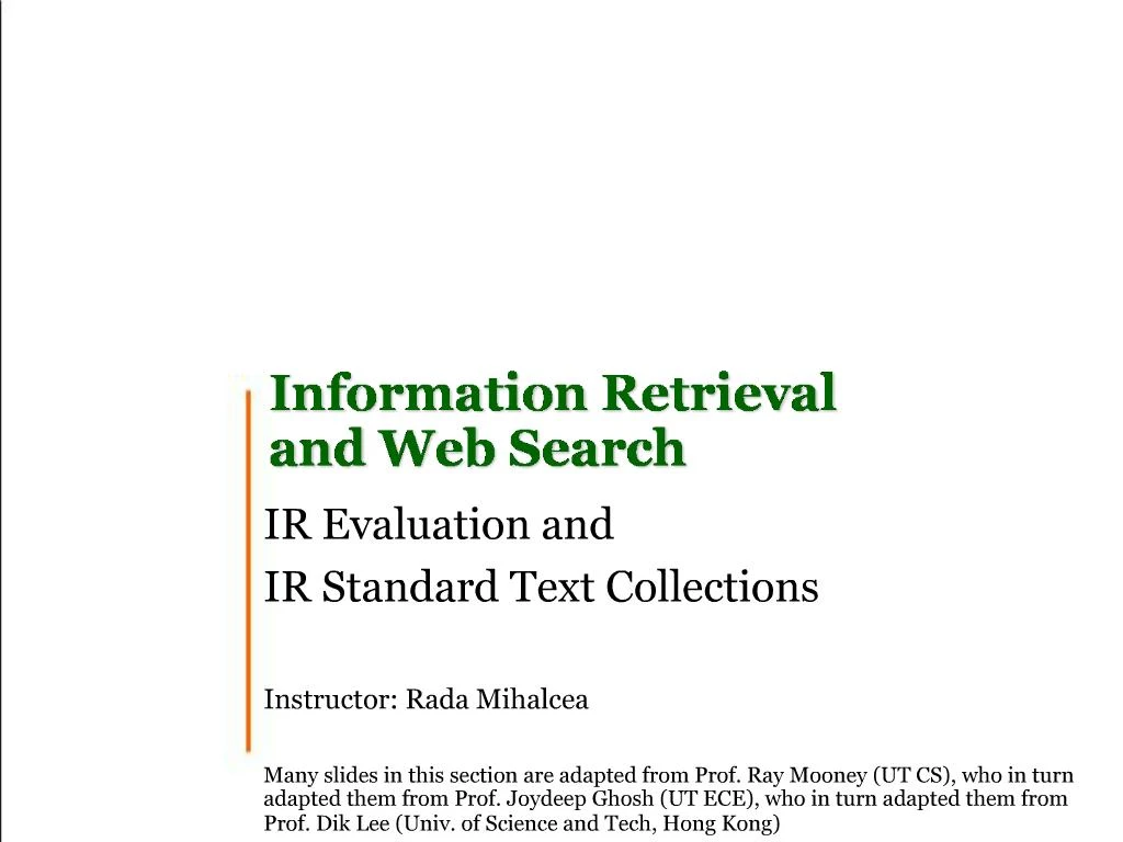 PPT - Information Retrieval And Web Search PowerPoint Presentation ...