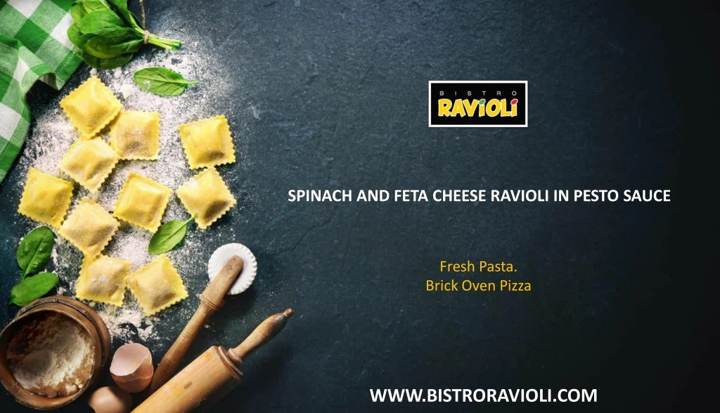 spinach and feta cheese ravioli in pesto sauce n.